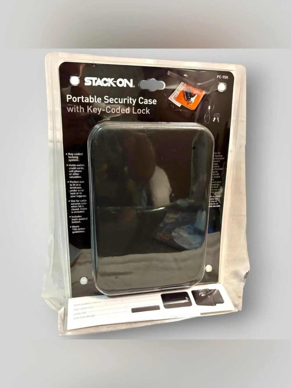 Stack-On PC95K Portable Security Case Gun Case Key Lock Steel Black